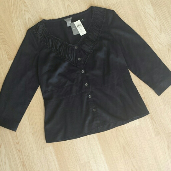 Ann Taylor Tops - ANN TAYLOR Navy Button Up Blouse 10